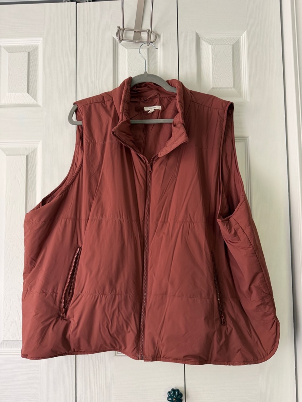 Maurices Quilted Sleeveless Vest in Rust Red